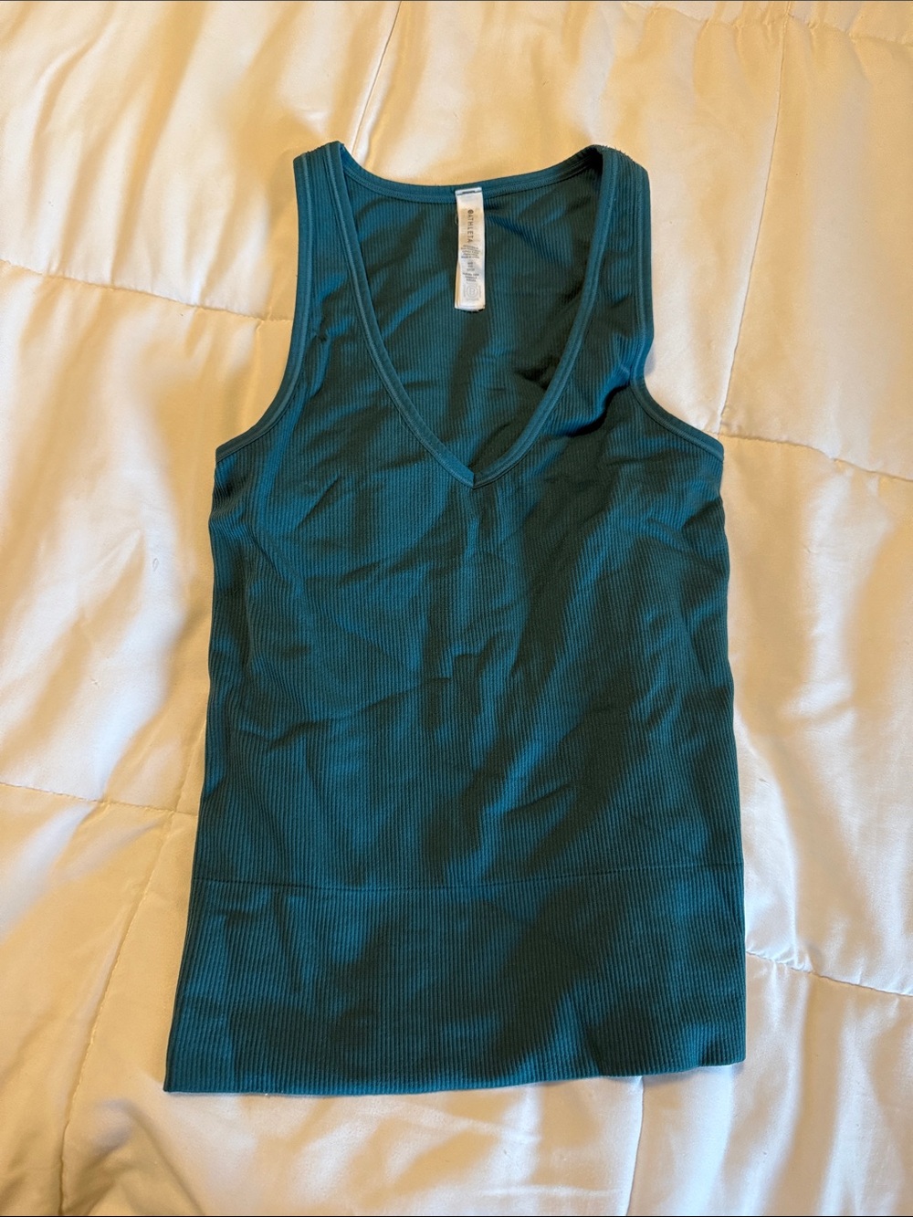 Athleta V-Neck Ribbed Tank Top - Teal